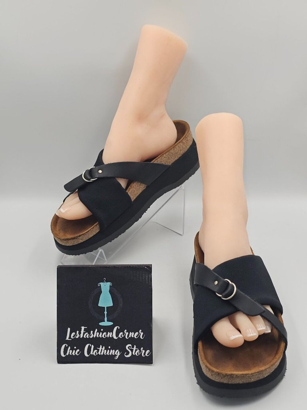 Naot Womens Black Leather Crisscross Cork Strap Slip-on Sandals Sz 9.5 (40) 3773